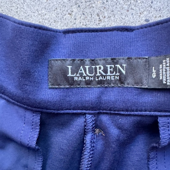 Lauren Ralph Lauren Cropped Pleated Wide Leg Trousers  Sz Large With Belt NAVY - Picture 4 of 14